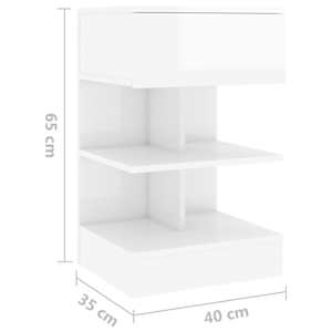 Noční stolek bílý s vysokým leskem 40x35x65 cm kompozitní dřevo - obrázek 8