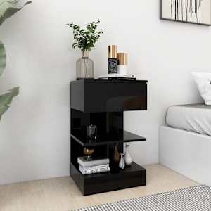 vidaXL Nattbord 2 stk h&oslash;yglans svart 40x35x65 cm sponplate