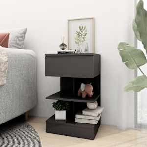 vidaXL Nattbord h&oslash;yglans gr&aring; 40x35x65 cm konstruert tre