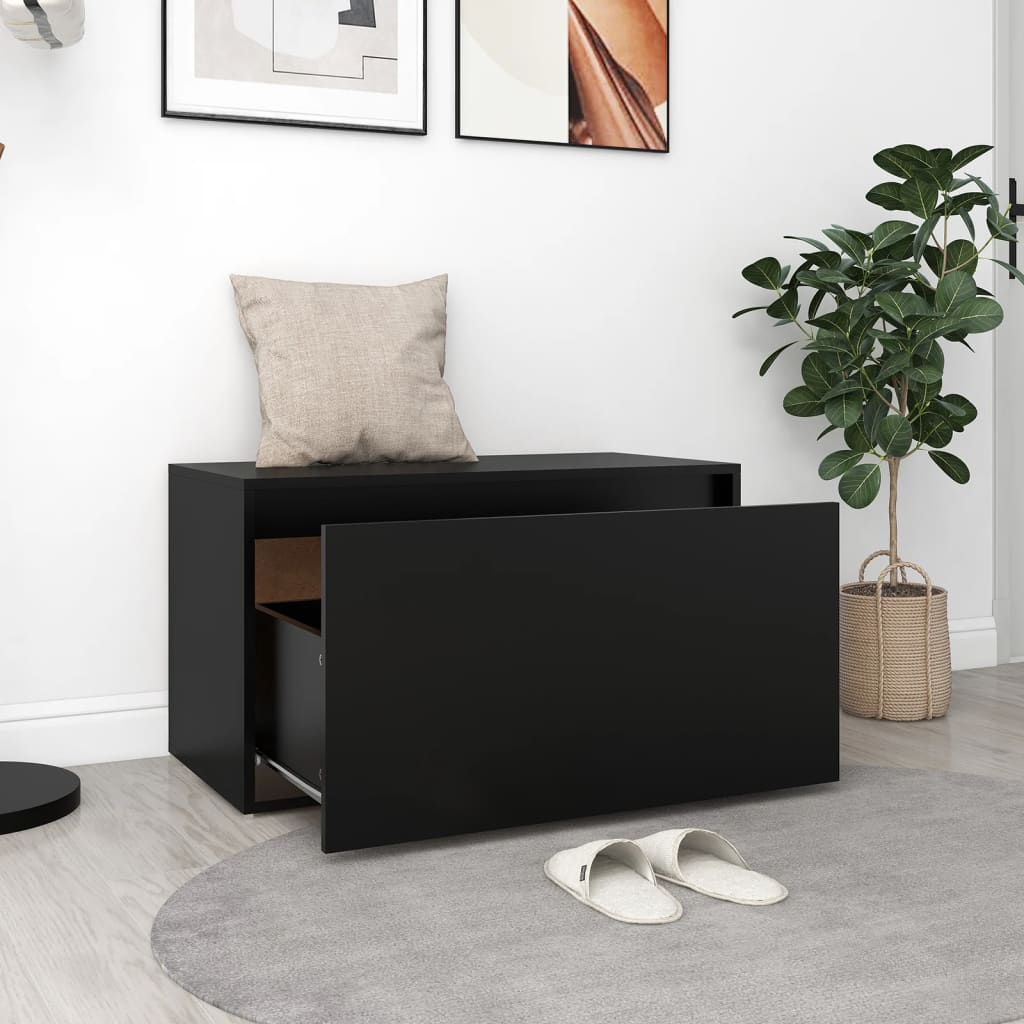 

vidaXL Halbank 80x40x45 cm spaanplaat zwart