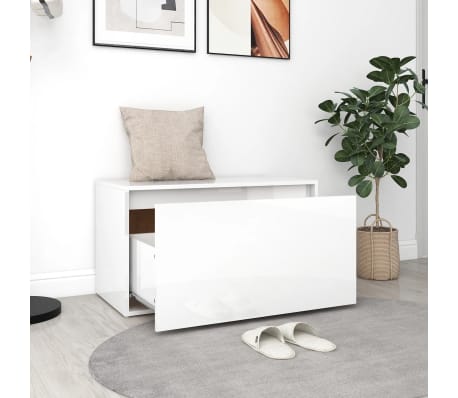vidaXL Έπιπλο Χολ / Εισόδου Γυαλιστ. Λευκό 80x40x45εκ. από Επεξ. Ξύλο
