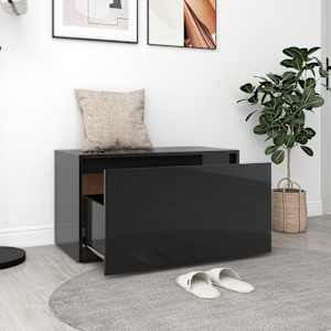 vidaXL Koridoriaus suoliukas, juodos spalvos, 80x40x45cm, MDP, blizgus