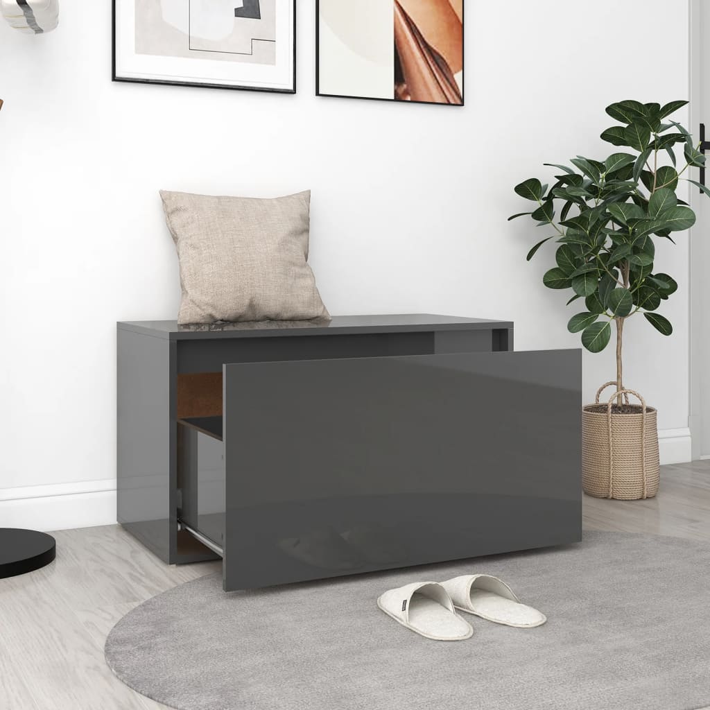 

vidaXL Halbank 80x40x45 cm spaanplaat hoogglans grijs