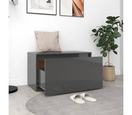 vidaXL Hall Bench 80x40x45 cm High Gloss Grey Engineered Wood