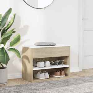 vidaXL Kenkien s&auml;ilytyspenkki valk./Sonoma-tammi 60x30x45 cm lastulevy