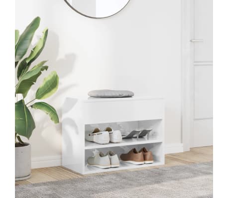 vidaXL Παπουτσοθήκη Γυαλιστερή Λευκή 60 x 30 x 45 εκ. από Επεξ. Ξύλο