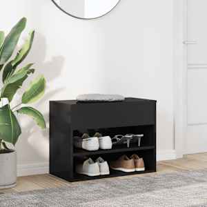 vidaXL Batų suoliukas, juodos spalvos, 60x30x45cm, MDP, blizgus