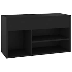 vidaXL jalatsipink, must, 80 x 30 x 45 cm, tehispuit
