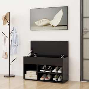 vidaXL Batų suoliukas, pilkos spalvos, 80x30x45cm, MDP