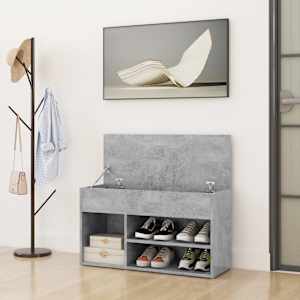 Lavice s botníkem betonově šedá 80x30x45 cm kompozitní dřevo - obrázek 3