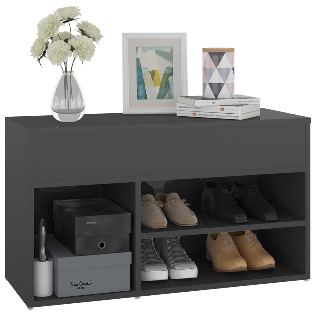 Schuhbank Hochglanz-Grau 80x30x45 Cm Holzwerkstoff VidaXL 15 width=274