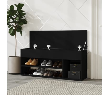 vidaXL Shoe Bench Black 105x30x45 cm Engineered Wood