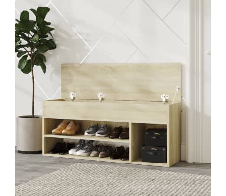 vidaXL Skobenk sonoma eik 105x30x45 cm konstruert tre