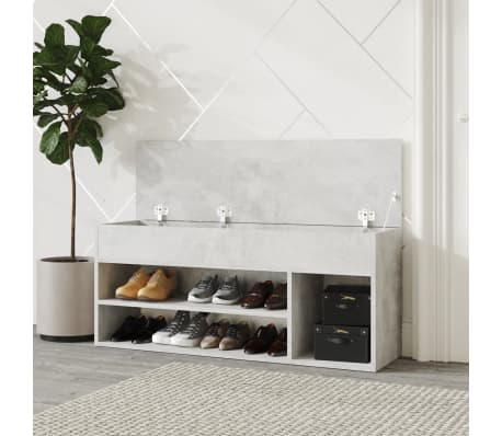 vidaXL Batų suoliukas, betono pilkas, 105x30x45cm, apdirbta mediena