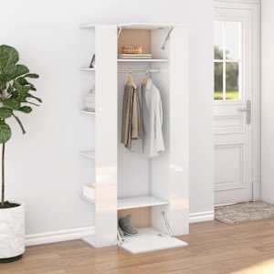 vidaXL Koridoriaus spintelė, balta, 97,5x37x99cm, mediena, blizgi