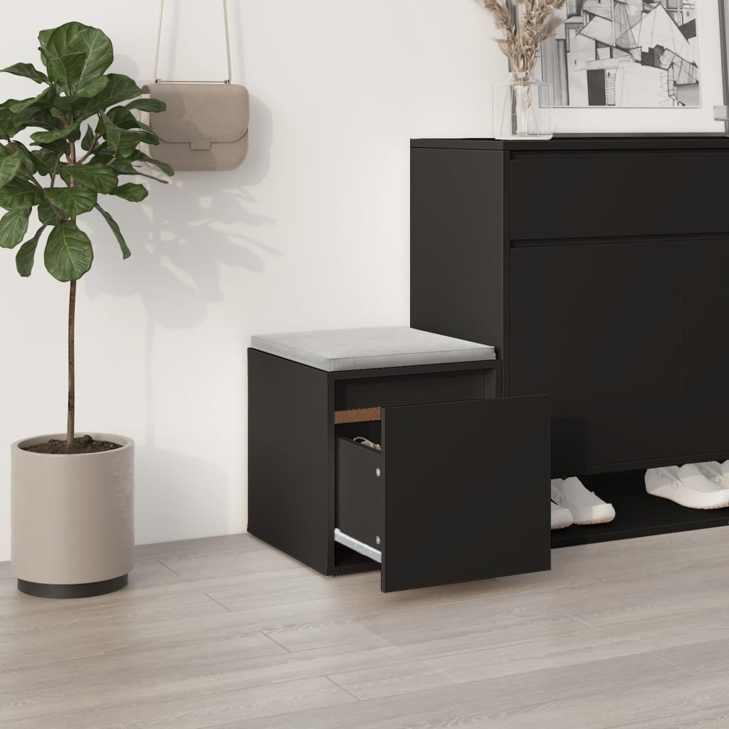 vidaXL Opbergbox met lade 40,5x40x40 cm bewerkt hout zwart afbeelding