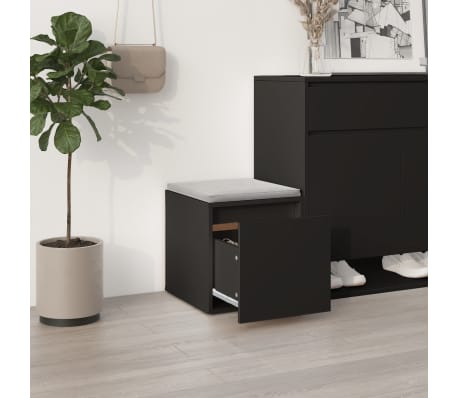 VidaXL Tiroir bo&icirc;te noir 40,5x40x40 cm bois d'ing&eacute;nierie