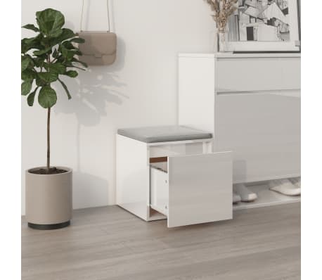 vidaXL Box Drawer High Gloss White 40.5x40x40 cm Engineered Wood