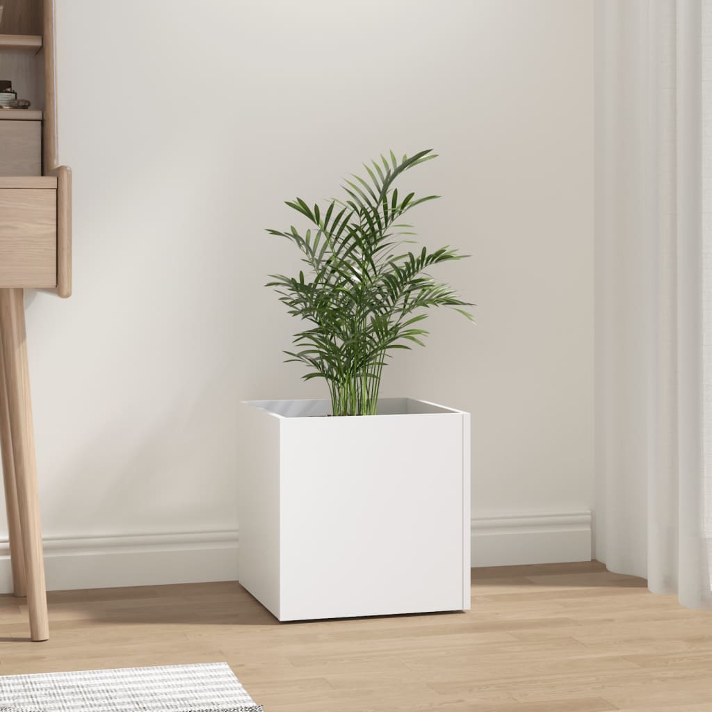 vidaXL Jardinieră cutie, alb, 40x40x40 cm, lemn prelucrat