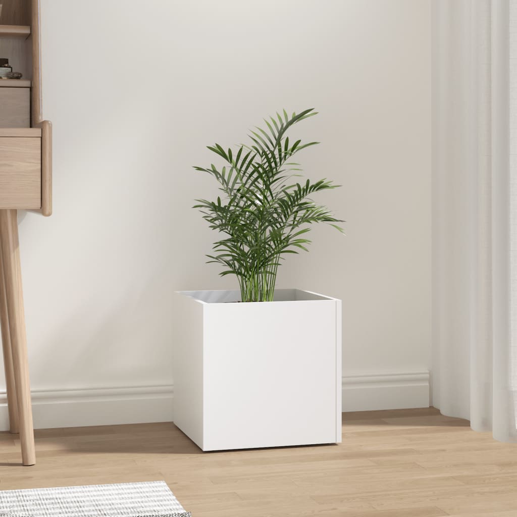 vidaXL Donica, bia�a, 40x40x40 cm, materia� drewnopochodny