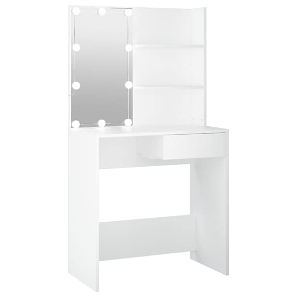 vidaXL tualettlaud LEDiga, valge, 74,5 x 40 x 141 cm