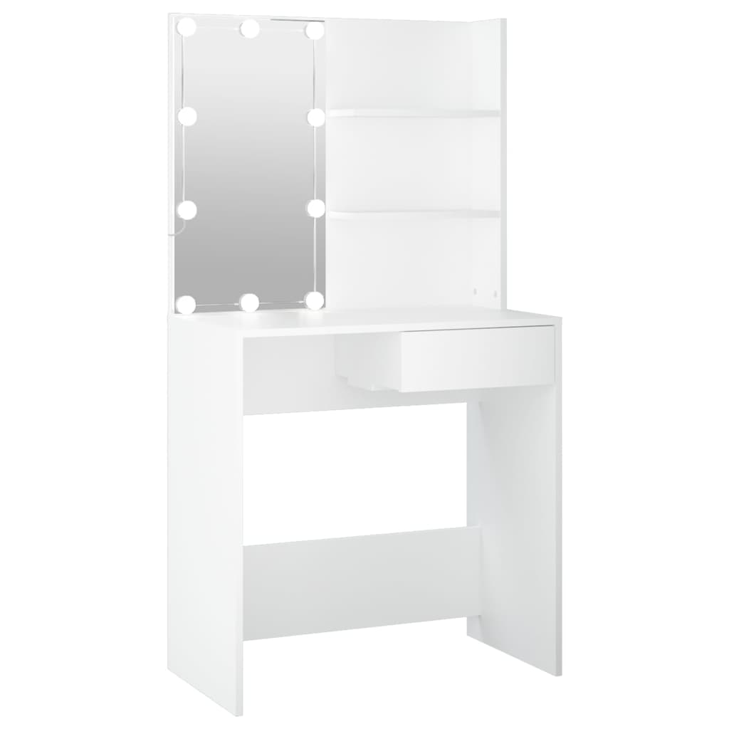 vidaXL Toaletní stolek s LED bílý 74,5 x 40 x 141 cm