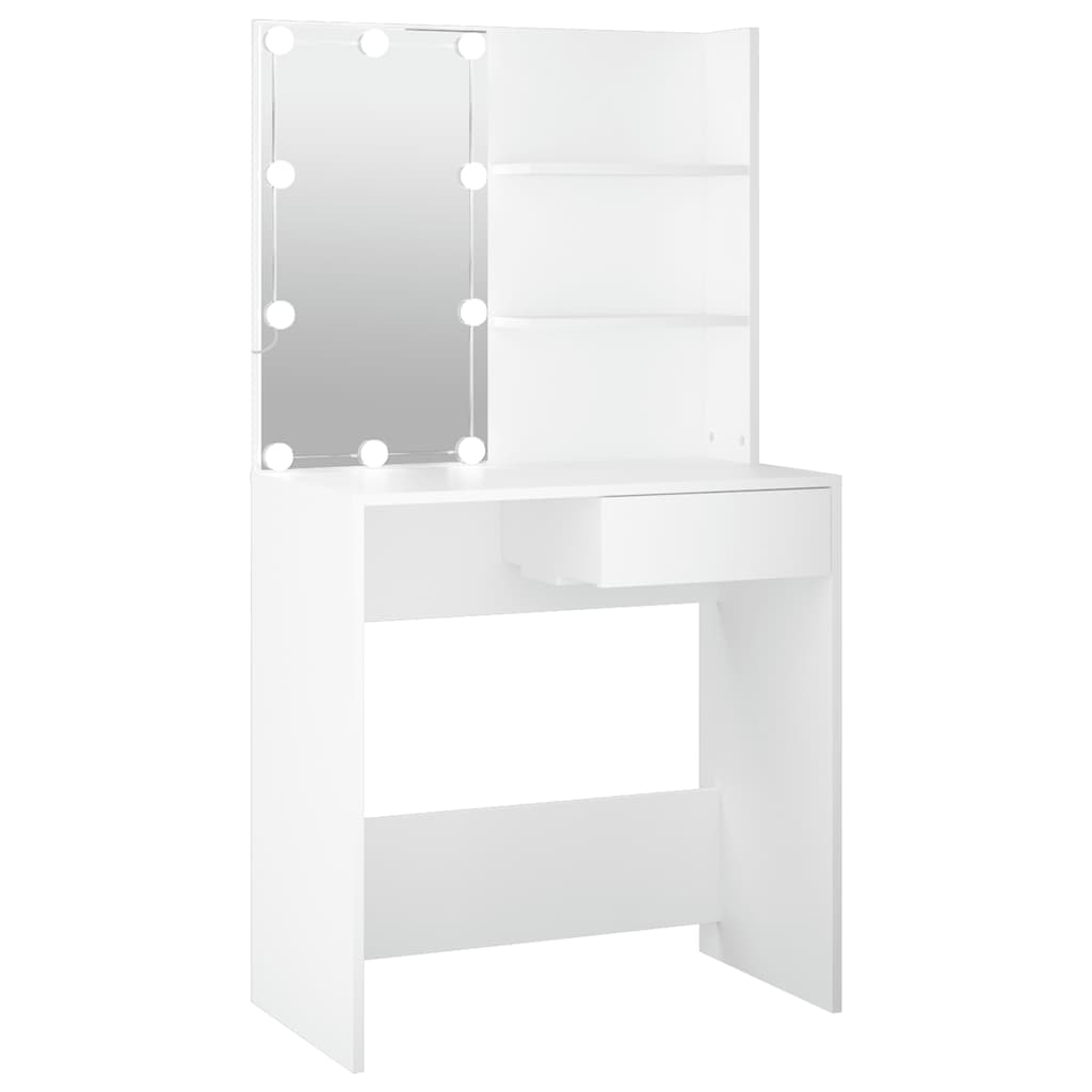 vidaXL Toaletní stolek s LED bílý 74,5 x 40 x 141 cm