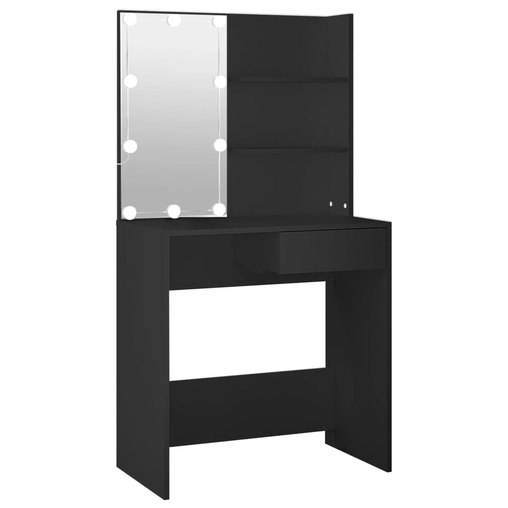 vidaXL Toaletní stolek s LED černý 74,5 x 40 x 141 cm