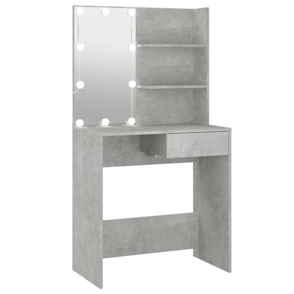 vidaXL tualettlaud LEDiga, betoonhall, 74,5 x 40 x 141 cm