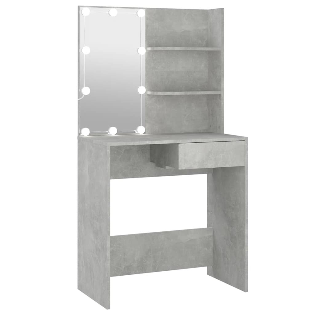 vidaXL Toaletní stolek s LED betonově šedý 74,5 x 40 x 141 cm