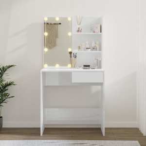 Toaletní stolek s LED lesklý bílý 74,5 x 40 x 141 cm - obrázek 3
