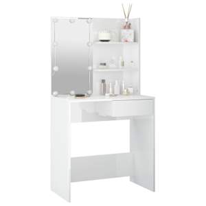 Toaletní stolek s LED lesklý bílý 74,5 x 40 x 141 cm - obrázek 14