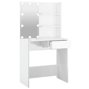 Toaletní stolek s LED lesklý bílý 74,5 x 40 x 141 cm - obrázek 5