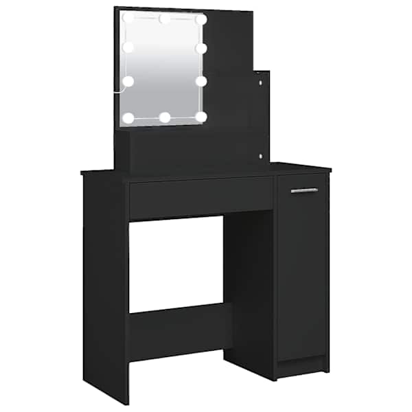 vidaXL tualettlaud LEDiga, must, 86,5 x 35 x 136 cm