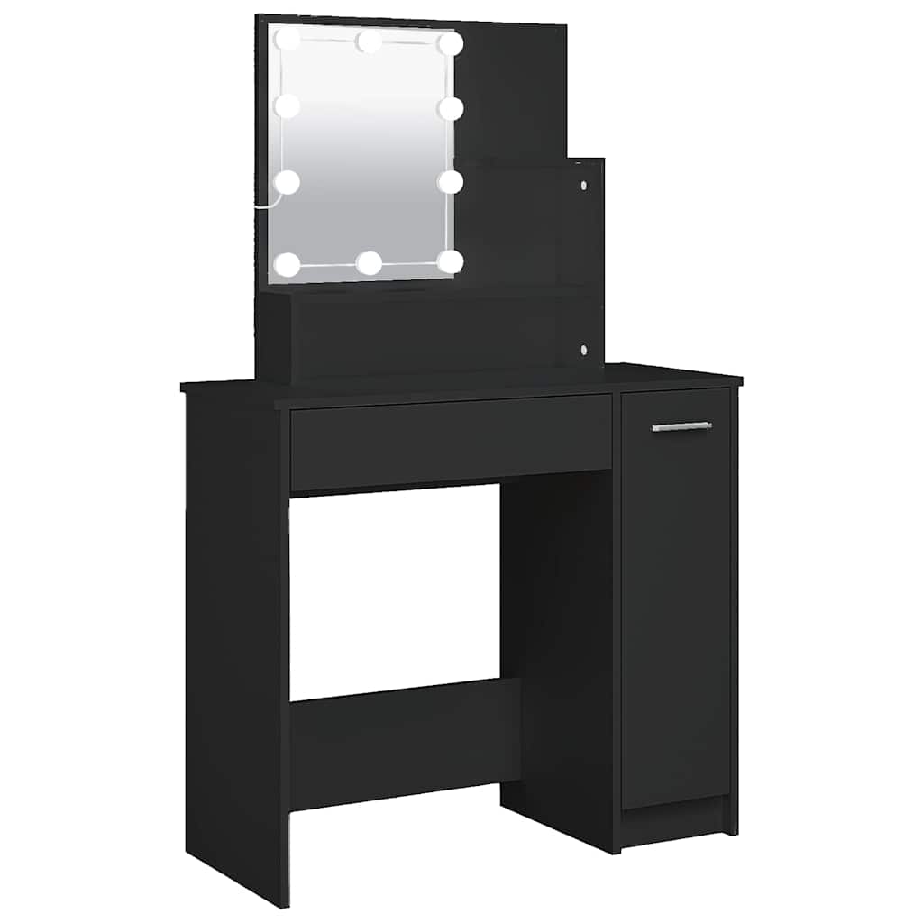 E-shop vidaXL Toaletný stolík s LED čierny 86,5x35x136 cm