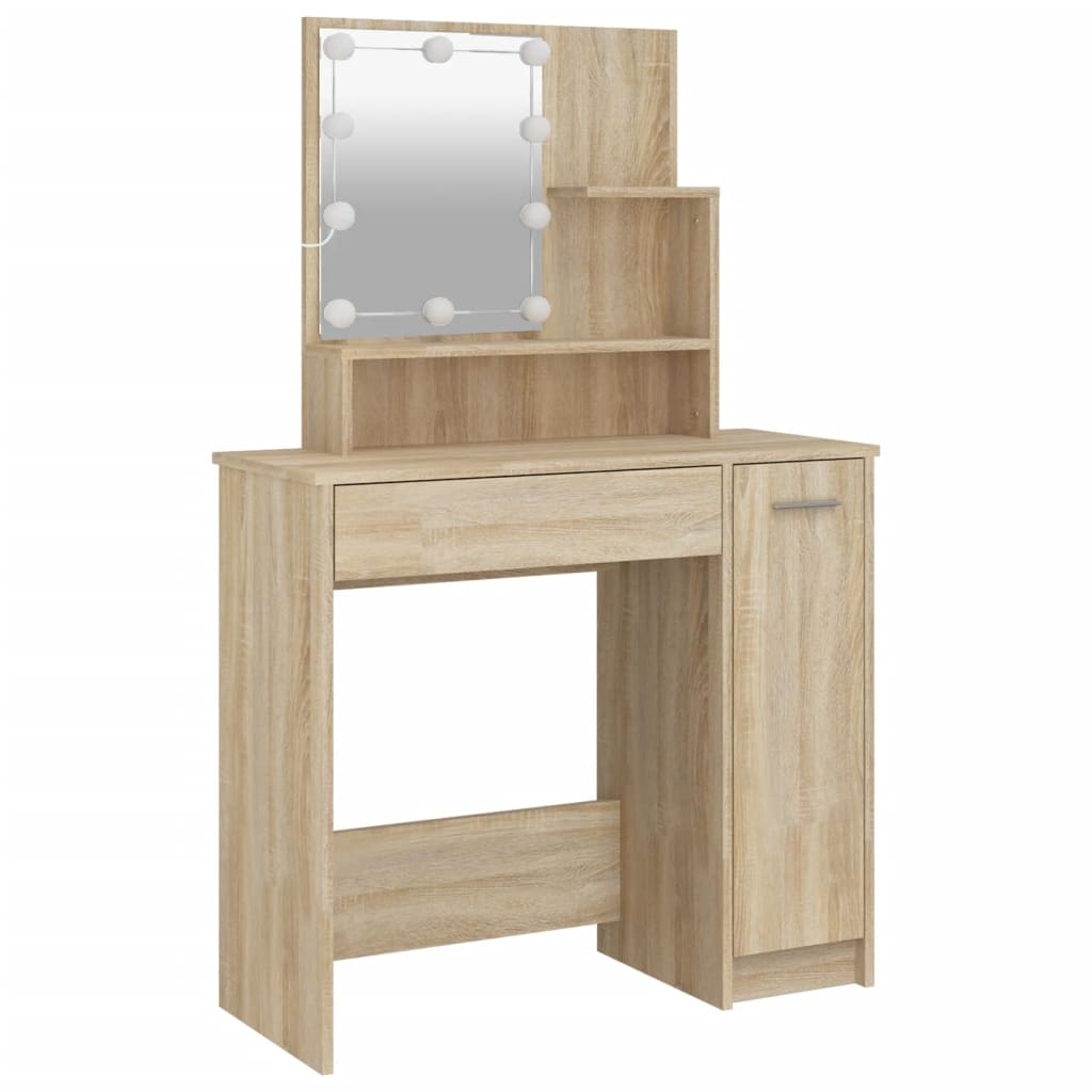 vidaXL Kaptafel met LED-verlichting 86,5x35x136 cm sonoma eikenkleurig afbeelding