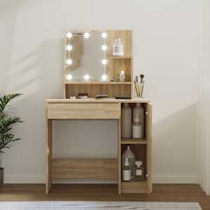 Toaletní stolek s LED dub sonoma 86,5 x 35 x 136 cm - obrázek 1