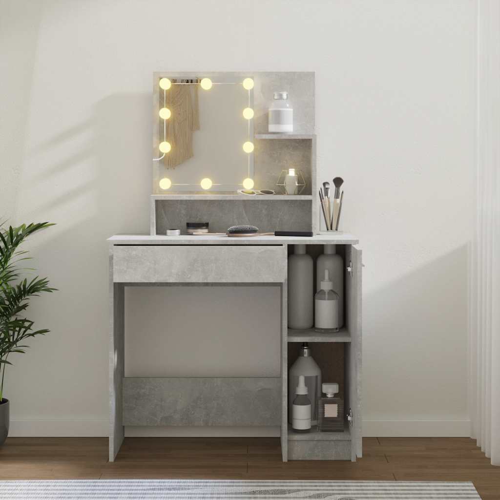 Toaletní stolek s LED betonově šedý 86,5 x 35 x 136 cm - obrázek 15