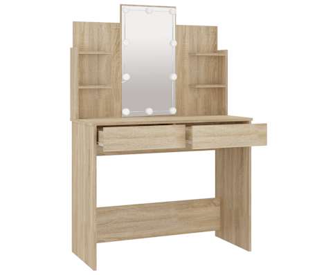 vidaXL Dressing Table with LED Sonoma Oak 96x40x142 cm