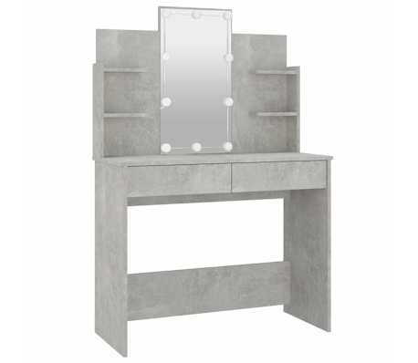 vidaXL Sminkebord med LED betonggr&aring; 96x40x142 cm
