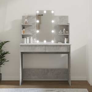Toaletní stolek s LED betonově šedý 96 x 40 x 142 cm - obrázek 1