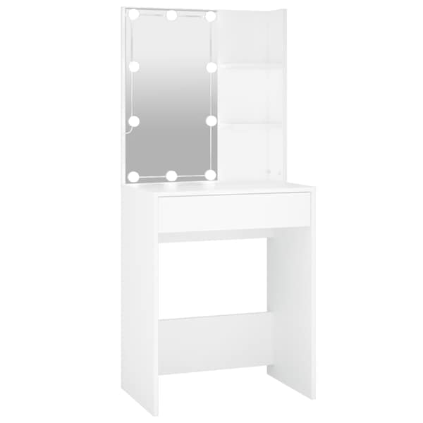 vidaXL tualettlaud valge LEDiga 60x40x140 cm