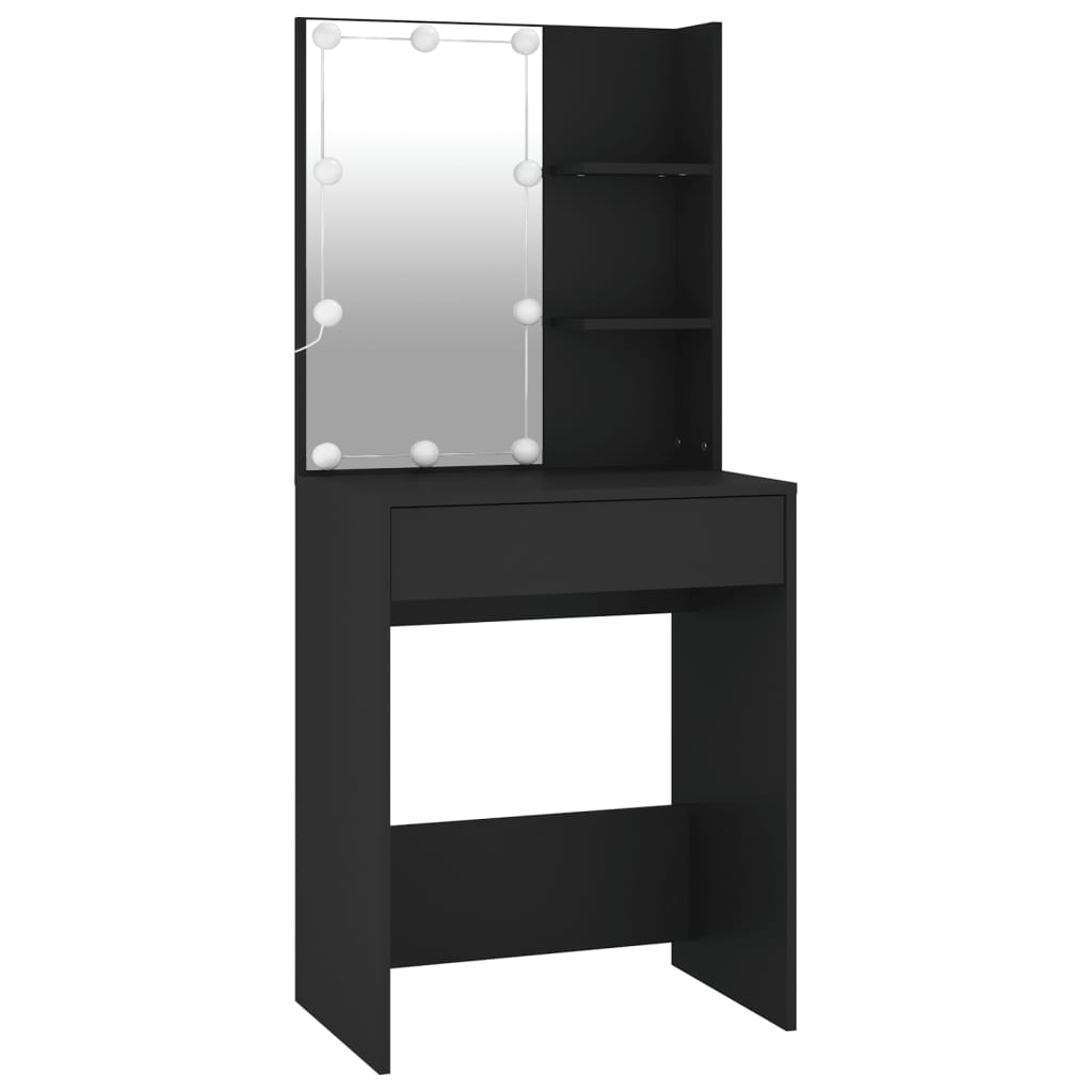 vidaXL Toaletný stolík s LED čierny 60x40x140 cm