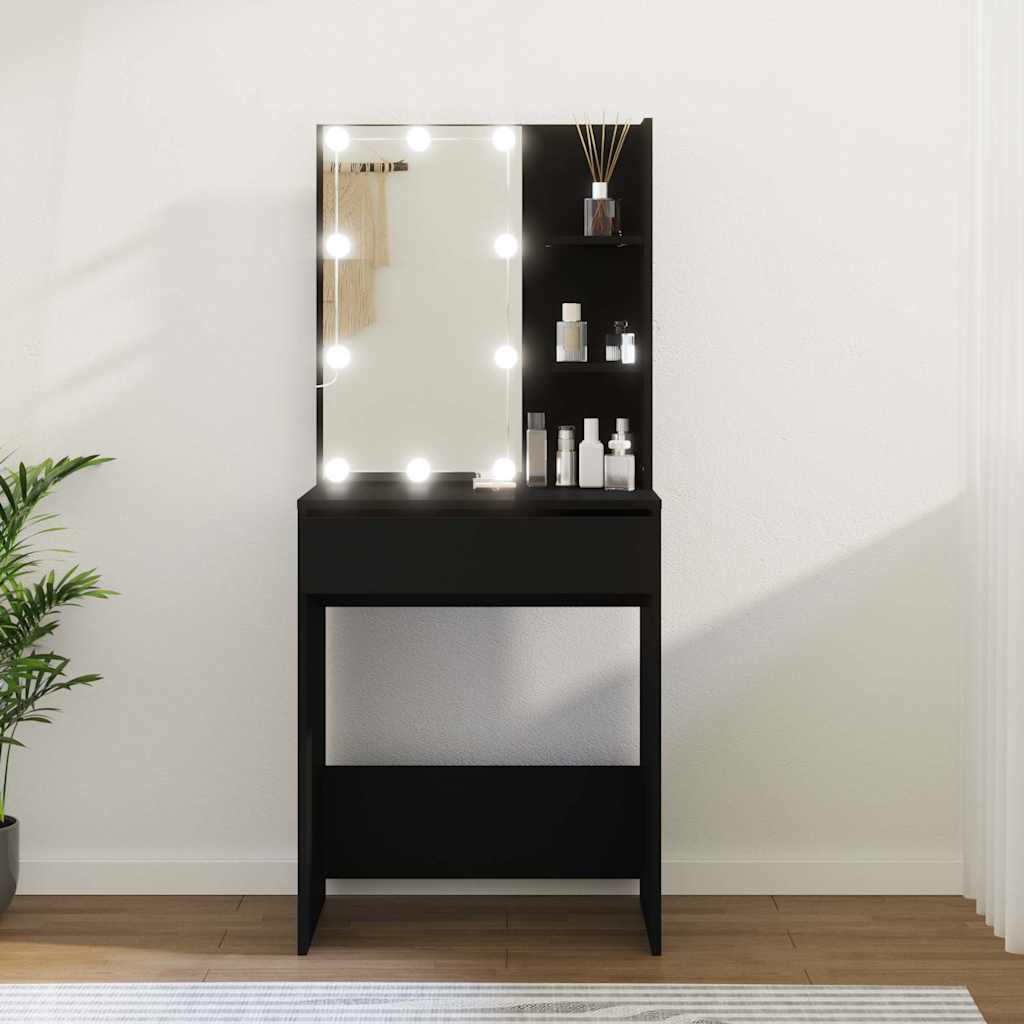 Thumbnail - vidaXL Schminktisch mit LED Schwarz 60x40x140 cm