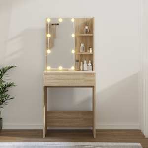 Toaletní stolek s LED dub sonoma 60 x 40 x 140 cm - obrázek 14