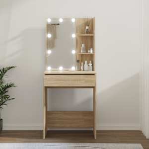 Toaletní stolek s LED dub sonoma 60 x 40 x 140 cm - obrázek 1
