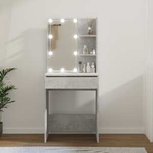 Toaletní stolek s LED betonově šedý 60 x 40 x 140 cm - obrázek 1