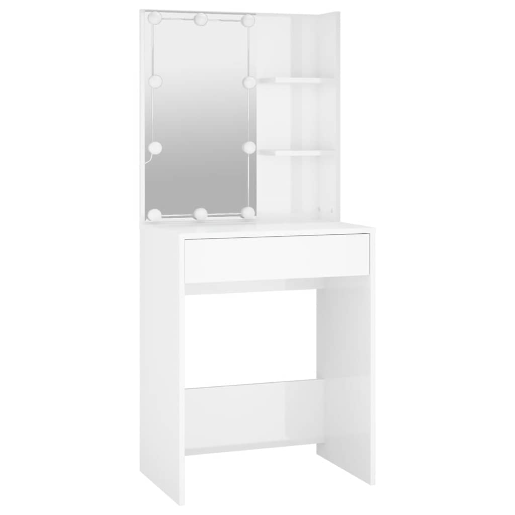 Thumbnail - vidaXL Schminktisch mit LED Hochglanz-Weiß 60x40x140 cm