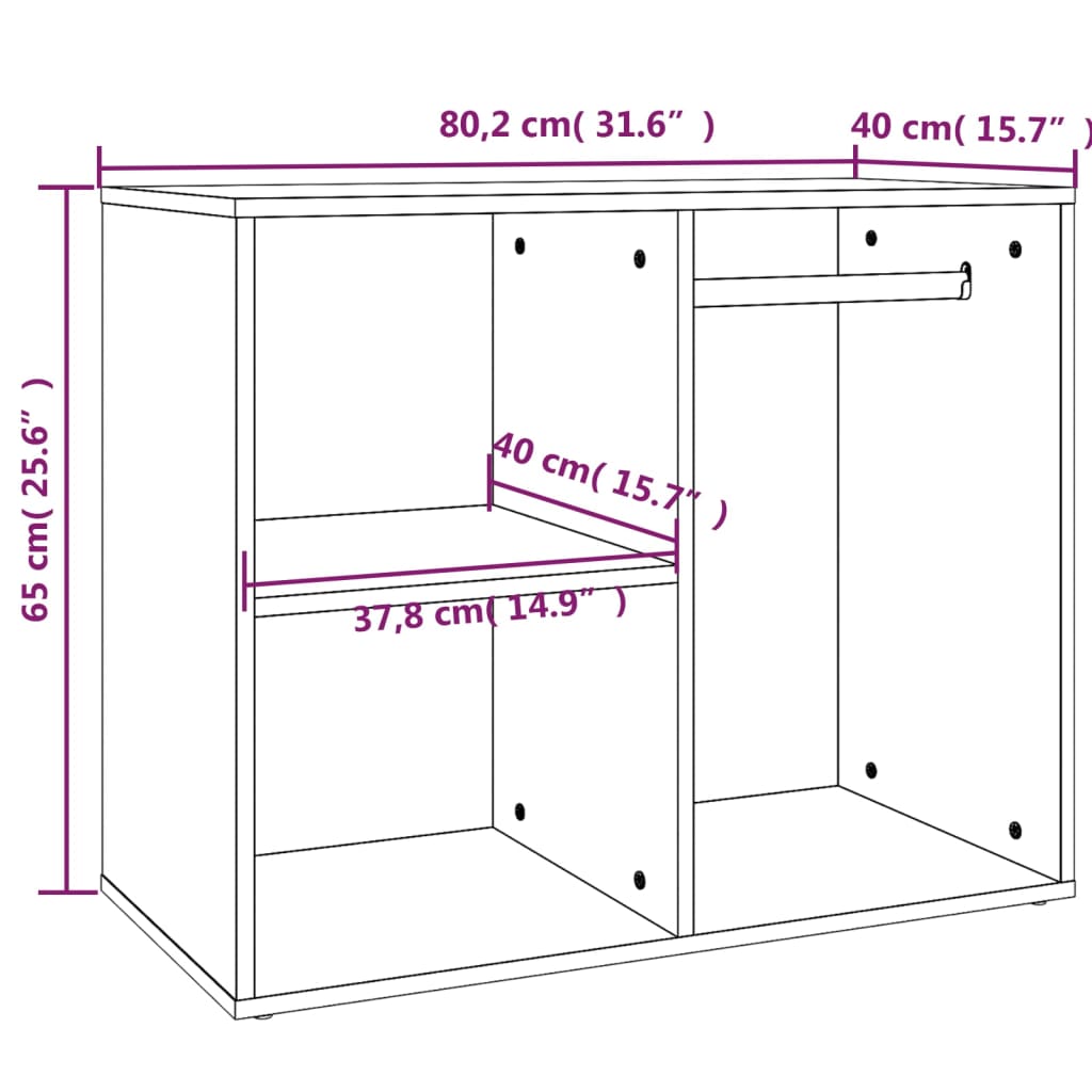 imagem de vidaXL Toucador 80x40x65 cm derivados de madeira Branco brilhante8