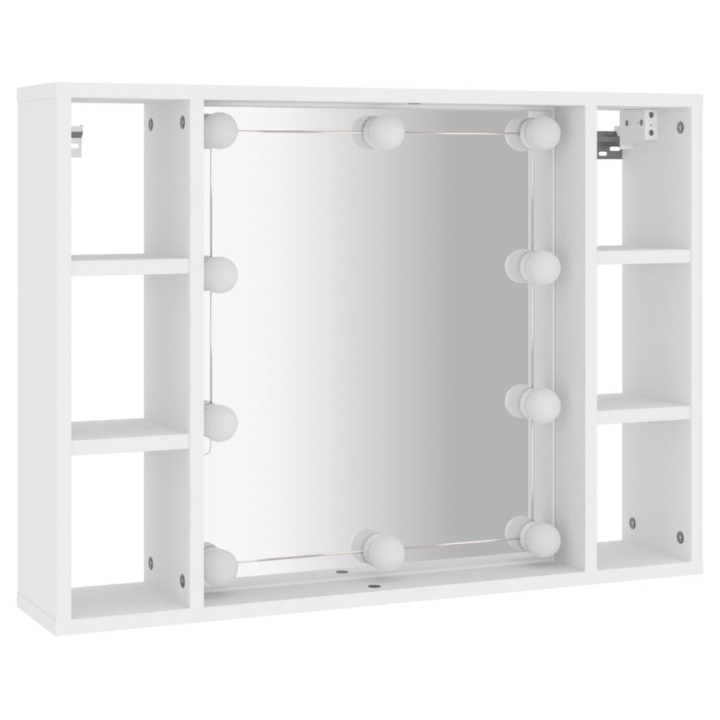 vidaXL Zrkadlová skrinka s LED biela 76x15x55 cm